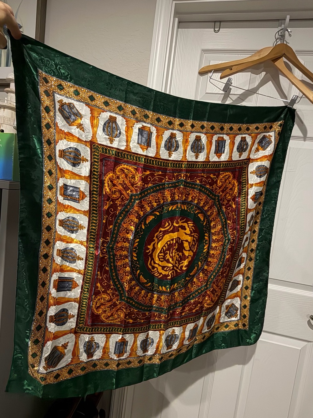 Green & Gold Ornate Medallion Wall Tapestry